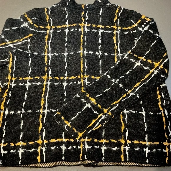 Adrienne Vittadini. Black, Yellow & White  Plaid Jacket / Cardigan. XL FAB ♥️ - Picture 16 of 17